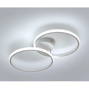 Delaveek-Dubbele ronde LED Plafondlamp-Dia 31CM- 30W 3300LM-6500K-Wit-Acryl & Aluminium
