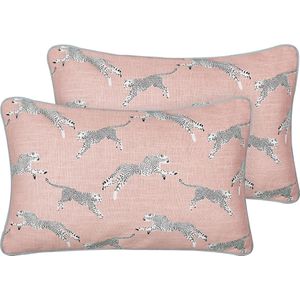 ARALES - Sierkussen set van 2 - Roze - 30 x 50 cm - Katoen