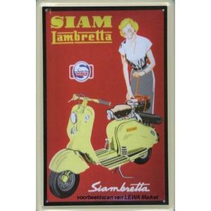 Siam Lambretta reclame Siambretta Bromfiets - Metalen - reclamebord - 10x15 cm