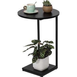 C-vormige bijzettafel - moderne kleine salontafel voor woonkamer en slaapkamer - 40x40x60cm - zwart