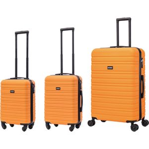 BlockTravel kofferset 3 delig ABS ruimbagage en handbagage 29 39 en 95 liter - inbouw TSA slot - oranje
