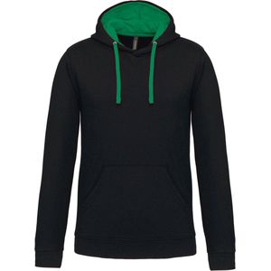 Kariban Hooded sweater met contrasterde capuchon K446 - Black / Light Kelly Green - S