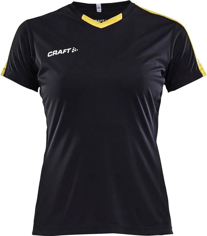 Craft - Progress Jersey Contrast Jr - Korte Mouw Shirt - Zwart / Geel