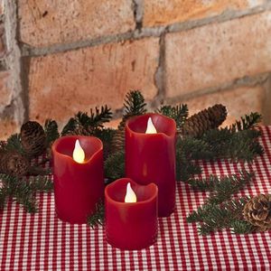 Konstsmide - Led Kaarsen Rood - Set van 3 kaarsen- - Roodkleurige Led Kaarsen - LED-verlichting - Kerstverlichting