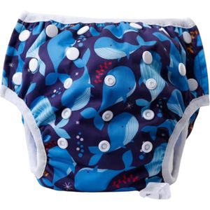 Wasbare Luier - Zwemluier - Baby - Nachtluier - 0 tot 2 jaar - 4,5 tot 18 kilo - Blauw Walvis