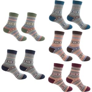 5 paar warme en comfortabele sokken voor dames - retro sokken voor dames - gebreide ademende damessokken - ideale vakantiegeschenken - Meerkleurig One size