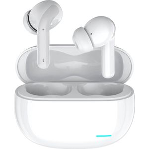 Nubex® Draadloze Oordopjes met Oplaadcase - Bluetooth 5.3 - Oordopjes Draadloos - Sport Earbuds - ENC - Oortjes draadloos - Wit