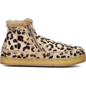 LAIDBACKLONDON Setsu Low Crochet Leopard Laarzen - Ponyhair - Dames - Beige - Maat 39