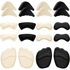 10 paar hielkussentjes - hielkussentjes - antislip hielkussentjes - teenkussentjes - verstelbare teenkussentjes - voetverzorgingskussentjes - geschikt voor oversized schoenen, voorkomt hielpijn en blaren voor vrouwen en mannen - Zwart, Beige