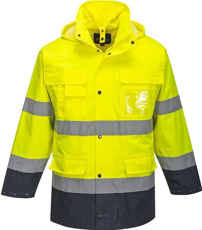 Portwest - Hi-Vis 150D Oxford - Werkjas - Fluogeel/Marineblauw