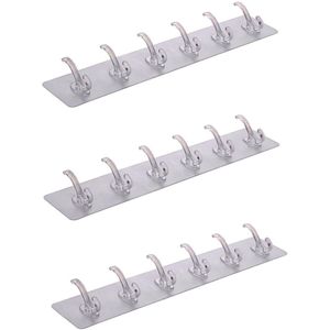 Handdoekhaakjes transparant 6-in-1 - 2 stuks - Zelfklevende plakhaken voor in huis, tuin en/of keuken