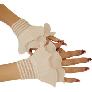 Losse mouwtjes ruches dubbel laags wit - losse mouwtjes - ruche mouwtjes - afneembare mouwen - witte mouwen