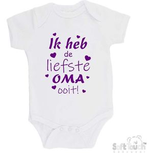 100% katoenen Romper ""Ik heb de liefste Oma ooit!"" Moederdag Meisjes Katoen Wit/paars Maat 56/62
