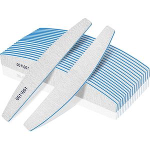 Nagelvijl 100-100 grit - Set van 12 professionele nagelvijlen voor acryl en gel - Afwasbaar en herbruikbaar
