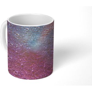 Mok - Koffiemok - Roze - Glitter - Abstract - Design - Blauw - Mokken - 350 ML - Beker - Koffiemokken - Theemok