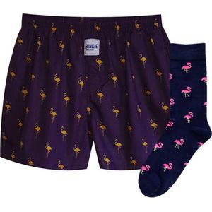Binkie Compleet Box | Flamingo Boxershort maat L/XL en Flamingo Sokken maat 43-46 | Cadeau voor Hem