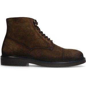 Manfield - Heren - Bruine suède veterboots - Maat 45