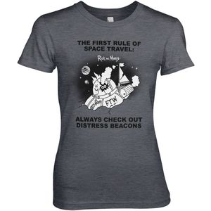 Rick And Morty Distressed Beacons Girly Tee Damen T-Shirt Dark-Heather-S