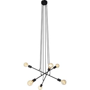 QAZQA sydney - Moderne Hanglamp voor boven de eettafel | in eetkamer - 6 lichts - Ø 80 cm - Zwart - Woonkamer | Slaapkamer | Keuken