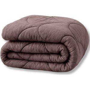Y-NOT- Velvetbed Taupe / Brown 240x200 - Dekbed Zonder Overtrek - Velvet Dekbed - Wasbaar Hoesloos Dekbed - 30 dagen proefslapen - Bedrukt dekbed - Dekbed met vaste overtrek - All year winterdekbed & zomerdekbed