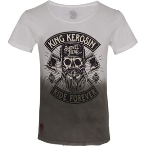 King Kerosin T-Shirt Lumberjack Dip Dye White Olive-S