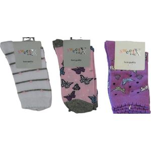 Kindersokken vlinders - prijs per 3 paar