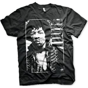 Jimi Hendrix Unisex Tshirt -XL- Distressed Zwart