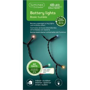 Kerstverlichting twinkle op batterij gekleurd buiten 48 lampjes - boomverlichting