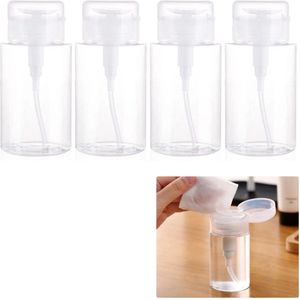 4-pack - Lege dispenserflessen met drukpompkop - Lege dispenserflessen - Navulbare containers - Gebruiksvriendelijk - Lekvrij - Wit - 200 ml - Geschikt voor nagellak, make-upremover en toner