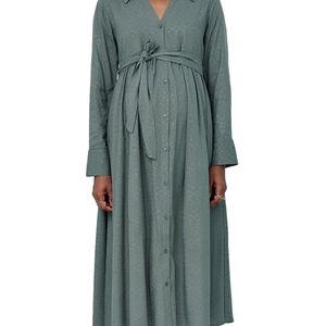 Vertbaudet - Lange Blouse-jurk - Kaki - Jacquard - Borstvoeding