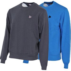 2-Pack Donnay - Fleece sweater ronde hals (Dean) - Sporttrui - Heren - Navy/True blue (536) - maat XXL
