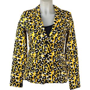 Angelle Milan - Gele tijgerprint blazer voor Dames - Travelstof - Comfort - Strijkvrij - Duurzaam - Maat XL - In 5 maten!