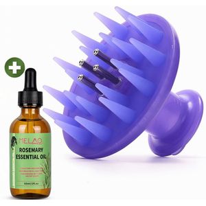 OLIEO Scalp Massager + 60ML Rozemarijn Olie - Haarborstel - Scalp Brush - Siliconen Haar Borstel met Olie Applicator