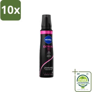 10 x NIVEA - Haarschuim - Extreme Stevigheid - 48 Uur Lang Bescherming - 150 ml - Grootverpakking - Haar Mousse - Extreme Hold - Volume - Verzorging - Panthenol