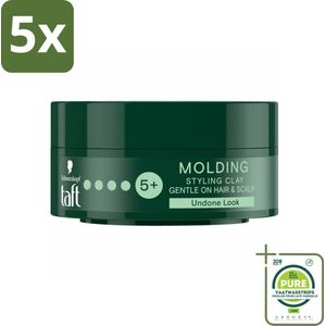 5 x Taft - Molding Styling Clay - Hold 5+ - Vormbare hold - 75 ml - Grootverpakking - Haarstyling Klei - Matte Styling - Taft Molding Clay - Haarproducten - Haarfixatie