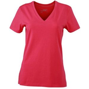 James and Nicholson Dames/dames Rekken V-hals Tee (Roze)