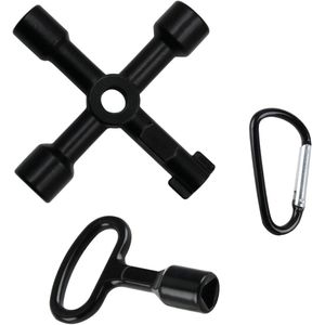 Triangle Wrench - Universele Driehoek Sleutel met 1 Carabiner - 3-Edge Sleutel Poller - 4-Weg Multi-Doel Sleutel - Kruis Sleutel - Universele Sleutel - Zilver