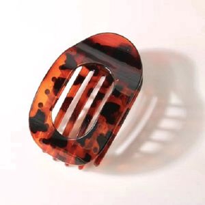 1 stuks 7cm platte glans Havanna haarklem voor vrouwen, gebogen glans haarklem, sterke haarklem met klauwen, lichtgewicht en comfortabel, antislip, voor dik en dun haar