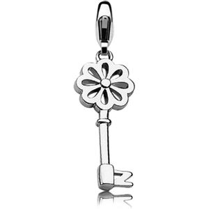 Zinzi zilveren bedel sleutel met bloem CHARMS243
