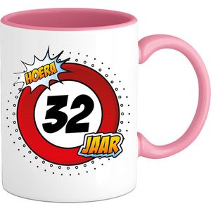 32 Jaar Verkeersbord Mok met teksts-sGrappig Verjaardag Beker Cadeaus-sBedrukte Koffie en Thee Mokkens-sZwarts-s330 ML