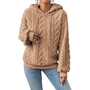 Dames Hoodie Teddy Fleece Casual Sweatshirt - Fluffy Oversized Warm Winter Jumper