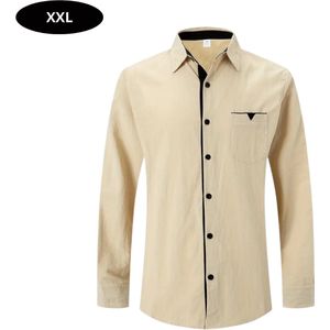 Bovista Overhemd Heren - Volwassenen - Lange Mouwen - Strijkvrij - Lange Mouw - Khaki - Maat XXL