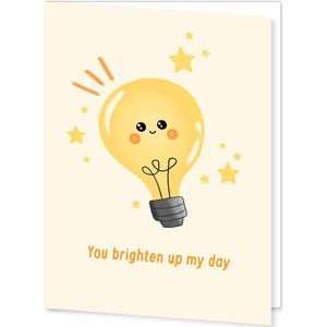 You Brighten up my day card | Wenskaart | Positiviteit en vrolijkheid | Set van 1, 4 of 6dubbele wenskaarten 10,5*14,5 cm inclusief enveloppen