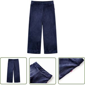 vidaXL Blauwe Kinderbroek - Kinderbroek - Kinderbroek fluweel 104 donkerblauw - Fluwelen Broek - Kinderkleding - Meisjesbroek