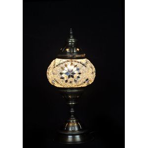 Turkse Lamp - Tafellamp - Mozaïek Lamp - Marokkaanse Lamp - Oosters Lamp - ZENIQUE - Authentiek - Handgemaakt - Wit