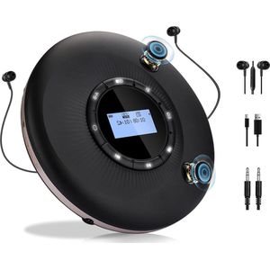 1500 mAh oplaadbare Bluetooth draagbare cd-speler met dubbele luidsprekers en LCD-scherm
