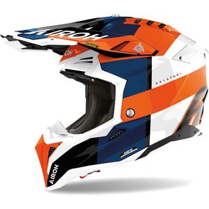 Airoh Helm Aviator 3 AMS² Monarch glans blauw wit oranje XL
