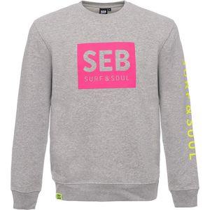 SEB Sweater Grey - Neon Pink | Trui - Heren - Grijs - Grey melange - Neon - Organisch katoen