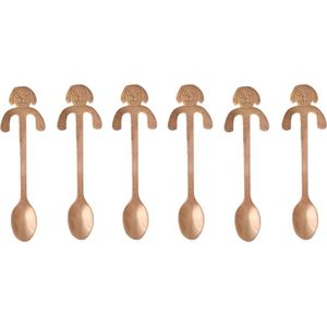 6x Theelepels Hangende hond - Koffielepel - RVS - rose gold – oDaani