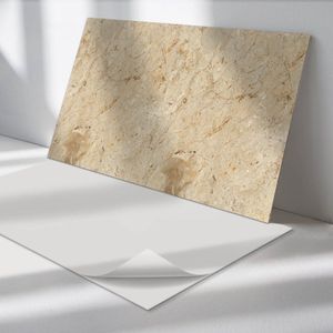 Wallfluent Vinyl Wandpaneel - Natuursteenpatroon PVC Muurpaneel - 100 cm x 50 cm - Beige PVC wandpaneel - 1 stuk - Rechthoekig Wandbekleding Vinyl - Texturen Wandpaneel - Zelfklevende Wandbekleding - Wandpaneel Keuken en Badkamer